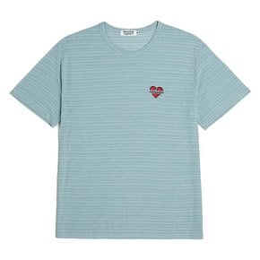 NOMANTIC LINEN STRIPE 1/2 T-SHIRTS SKYBLUE[A]