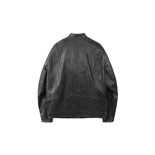 그레이 가죽 스탠드 넥 자켓 CWUDS25112GYD