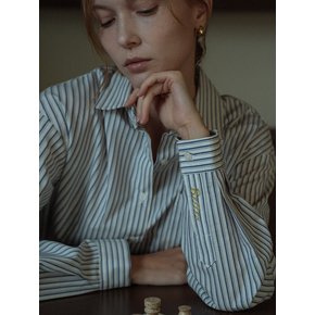 Better embroidery stripe cotton shirt_Ivory