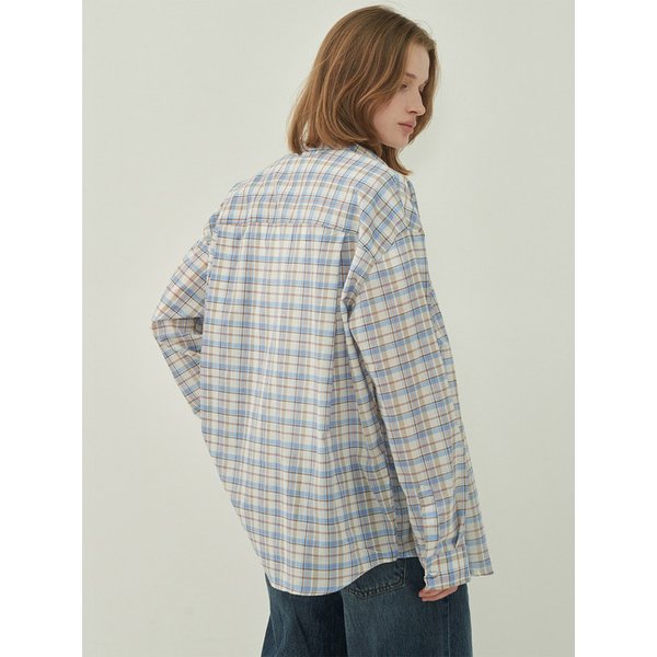 베이직 박스셔츠-Check Blue Purple