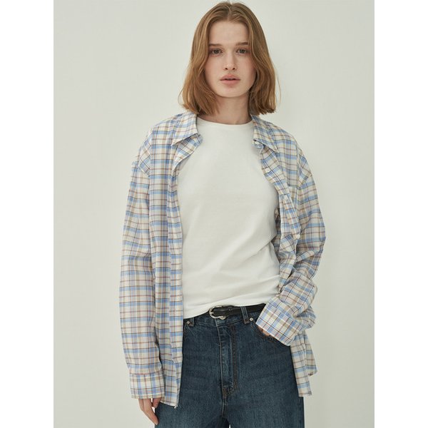 베이직 박스셔츠-Check Blue Purple