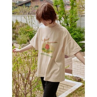 eyeye VINTAGE ROSE PRINT T-SHIRT_L.YELLOW (EEOU1RSR02W)