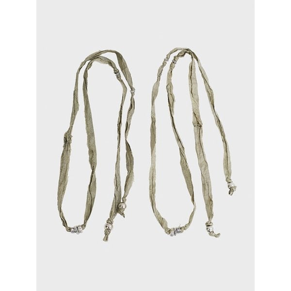 Silk string necklace_Olive