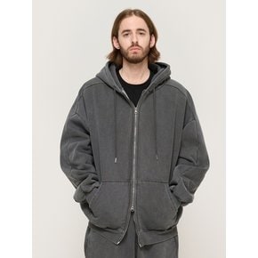 PIGMENT DYING HOOD ZIP-UP (CHARCOAL)