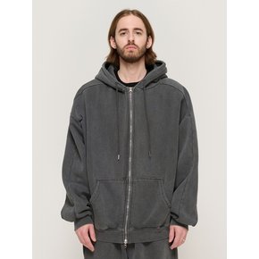 PIGMENT DYING HOOD ZIP-UP (CHARCOAL)