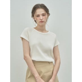 Waffle half t-shirt_ivory