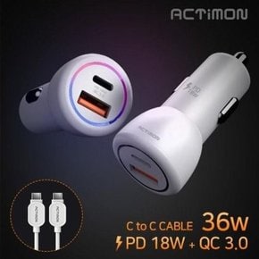 36W 고속 차량용충전기 USB2구 PD 18W + QC 3.0 CtoC CABLE