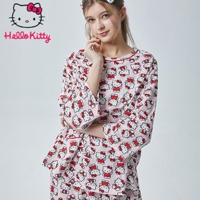 산리오 정품 헬로키티 프리미엄 다이마루 면 잠옷 키티키티 긴팔 파자마 세트 HK-4560