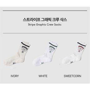 남녀공용 스트라이프 그래픽 크루 삭스 UP123CSC32WHT