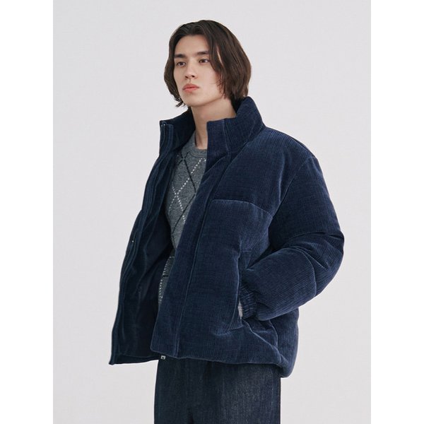 남성 코듀로이 오버핏 패딩 점퍼 (NAVY) (HBAUJ20)