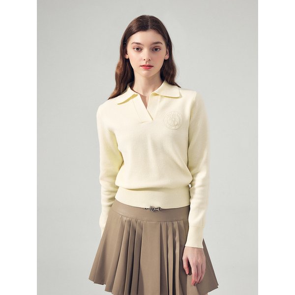 [LCFKP56YE] 시그니쳐 카라 긴팔 니트 YELLOW