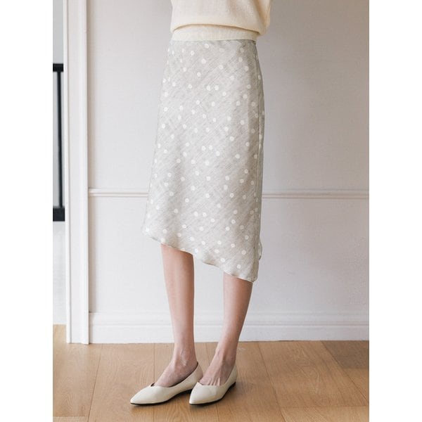 바이어스 톤온톤 도트 언밸런스 새틴 스커트_2color