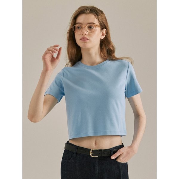 여성 프리미엄 면40수 라운드 크롭 반팔티셔츠 LATS0202