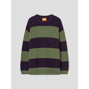 Rugby Stripe Crew Neck Sweater  Purple (MS4951A42S)