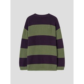 Rugby Stripe Crew Neck Sweater  Purple (MS4951A42S)