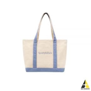 SPORTYRICH Serif Logo Two Tone Tote - NaturalSky Blue (ACAW233NT) (세리프 로고 투톤 토트백