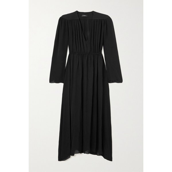 워드로브 NYC 개더 실크 보일 맥시 드레스 블랙 1647597311214205