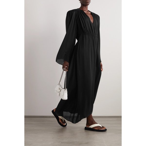 워드로브 NYC 개더 실크 보일 맥시 드레스 블랙 1647597311214205