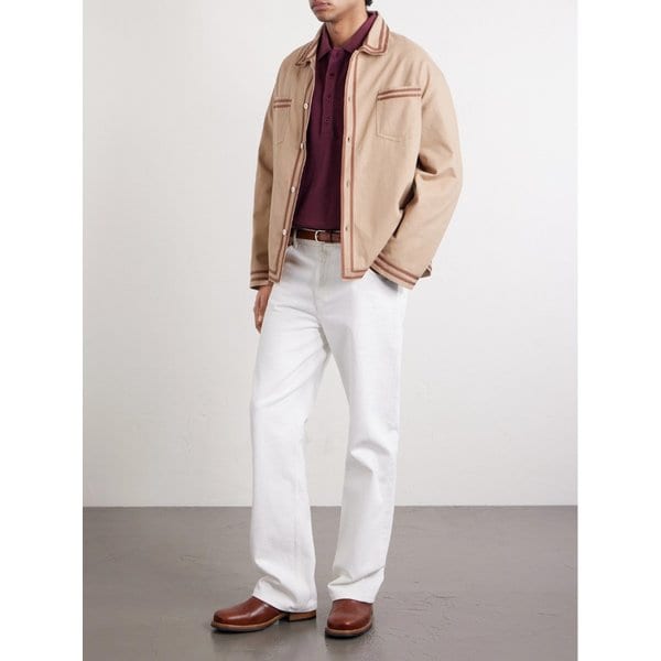 박스 스트라이프 자수 코튼 피케 폴로 티셔츠 46376663162925139