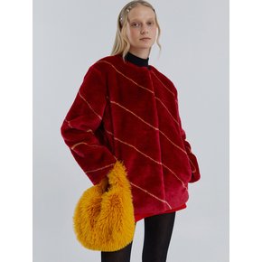 MAGENTA stripe fur jacket [red beige]