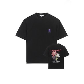 [온라인 단독]LJS41163 블랙 세미오버핏 컬러 플라워 아트웍 티셔츠
