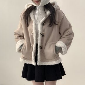 양털 스웨이드 후드 떡볶이 코트 무스탕2color