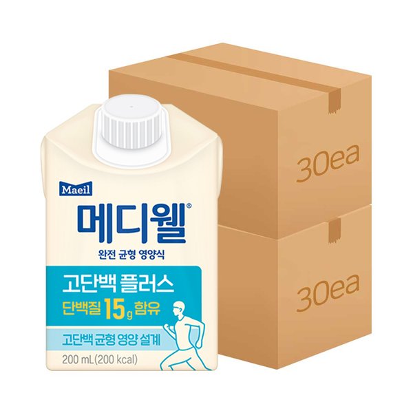 [메디웰]고단백플러스 200ml 60팩(30팩 2박스) /균형영양식 부모님간식 식사대용