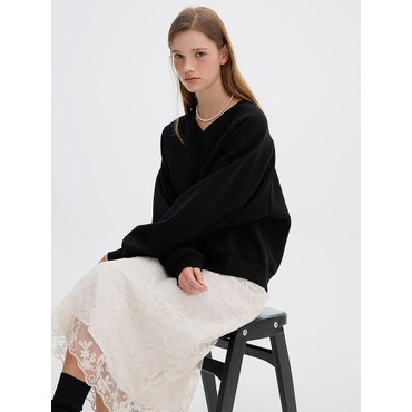 올리브데올리브 [On-line exclusive] V넥 본딩 오버핏 스웻 티셔츠 OH5XE980