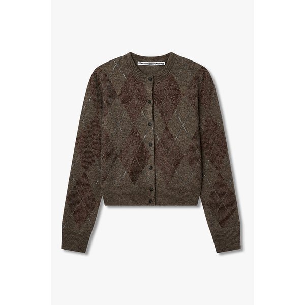 크리스탈 핫픽스 아가일 크롭 가디건 3616130101000