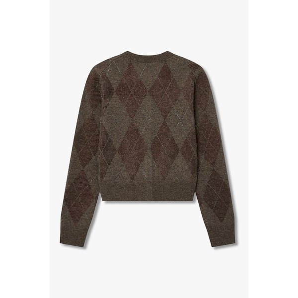 크리스탈 핫픽스 아가일 크롭 가디건 3616130101000