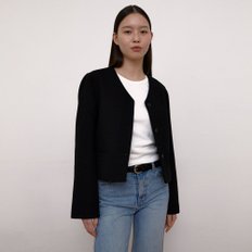 V-neck Tweed Jacket (Black)