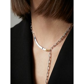 [Silver 925] two-toned long-bar necklace