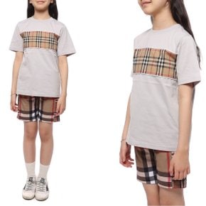 [부산점] 23SS 체크 패널 반팔티셔츠 (8065753 SOFT SILVER GREY 23S)