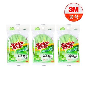 3M 아크릴사 천연펄프 수세미 1입일반세척용 3개세트