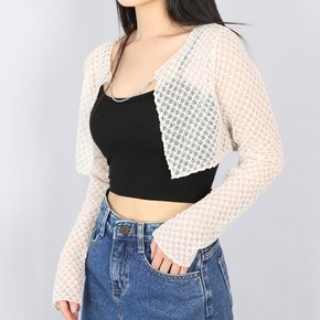 버블 체인 시스루 크롭 숏 가디건