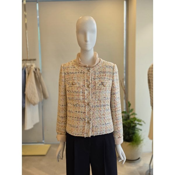 [여주점] [더 아이잗] 여성 위빙 트위드 라운드넥 재킷 (IS3A0JK021)