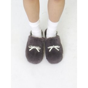 Mink Fur Clog Mule gray