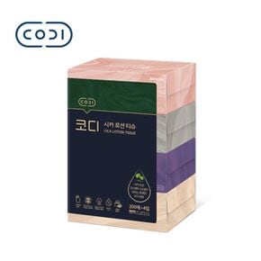 코디 시카로션 미용티슈 각티슈 무잉크 200매x4입 1팩