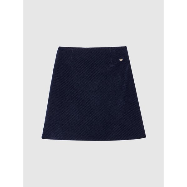 SAGE KNEE-LENGTH CORDUROY SKIRT_NAVY