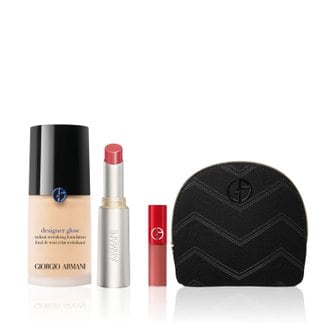 아르마니 뷰티 [한정] 디자이너 글로우 파운데이션 & 프리즈마 글로우 립 밤 세트