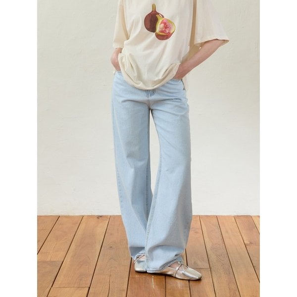 Cloude Wide Denim Pants_Light blue