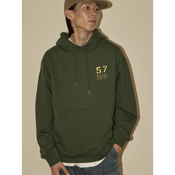 NO.057 롱 드랍 후드티셔츠(다크그린)