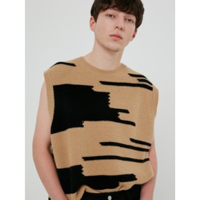 [벤시몽 x TMH] COLOR MIXED KNIT VEST MAN - BEIGE&BLACK