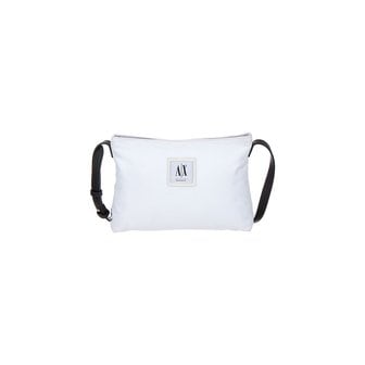 ARMANI EXCHANGE AX 여성 스퀘어 로고 패치 나일론 숄더백(A423170515)_화이트