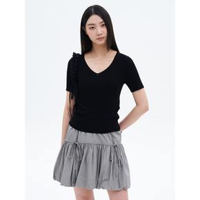 브이넥 반소매 풀오버  블랙 (325351LY55)