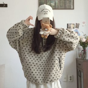 몽글퐁 도트 보아 뽀글이 하프집업2color