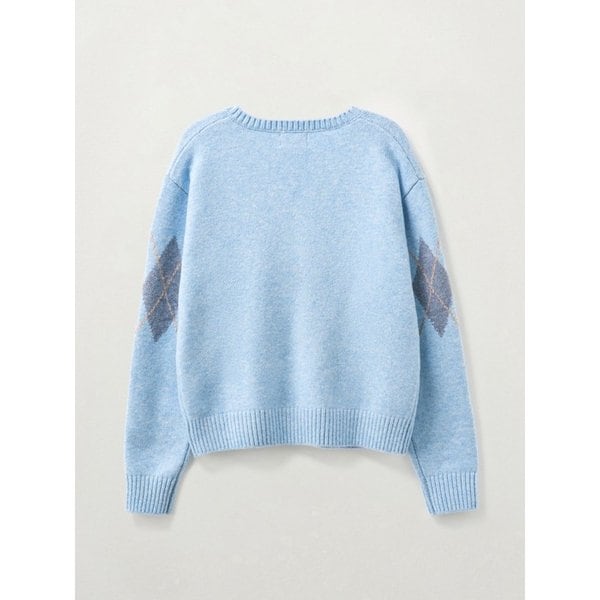 (W) 아가일 브이넥 풀오버 니트_스카이 블루