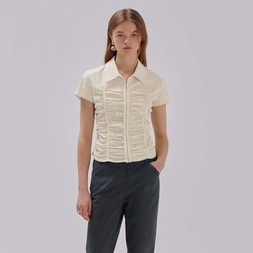 레이브 Shirring Hook Blouse in Cream VW3MB173-9A