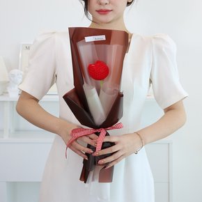 에르베 뜨개꽃다발 (레드) 졸업 유치원 입학 재롱잔치 기념일 꽃선물