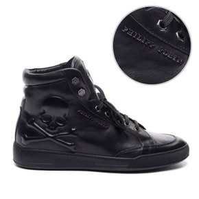 [QR인증][14년F/W]PHILIPP PLEIN 남성 ICON 스컬 하이탑 스니커즈 SM151590_02_BLACK_14F P15875